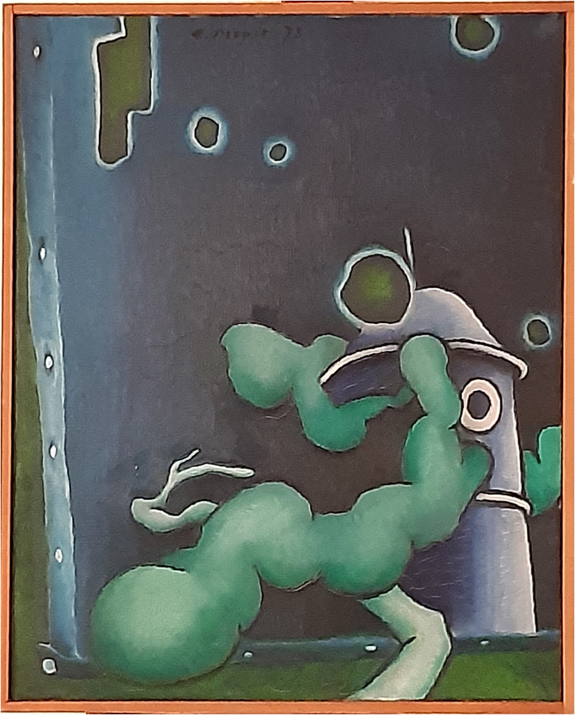 BB Mayer, Ernst W. DAS BILD VOM TURM 50x40 Öl auf LW 1973